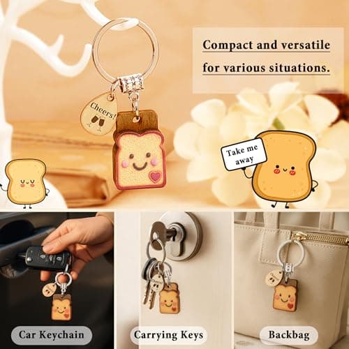 Next Chapter, New Home, Engagement, New Job, PBJ, 18 21 Birth, Loaf You, Thank You, Graduation Gifts, Couple, Friend, Retired PEALICIOUS Toast Keychain for Girls New Beginnings Congratulations Gifts B0FNQZ19F5
