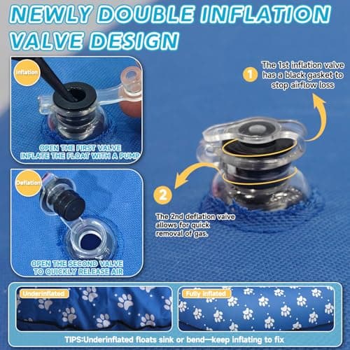 Inflatable Dog Float for Large Dogs, Up to 180 Lbs, Foldable & Puncture-Resistant Doggy Float for Pool, Portable Dog Float Bed Pet Swimming Accessory, Pet-Friendly Outdoor Fun, Blue