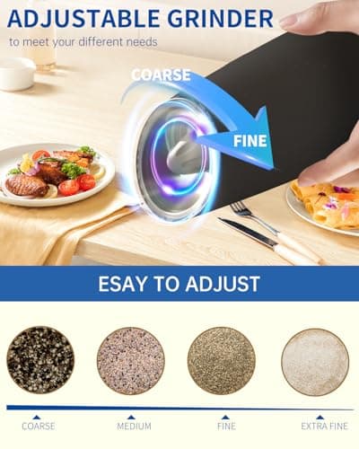 CIRCLE JOY Gravity Electric Salt and Pepper Grinder Set Automatic Salt and Pepper Grinder Set with LED Light, Battery Operated, Adjustable Coarseness, Large Capacity, for Home Kitchen BBQ, Black B0DFY5TNFX