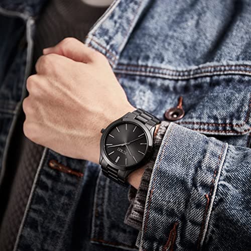 BUREI Men Watches Fashion Analog Stainless Steel Quartz Waterproof Watches,Gift for Men.