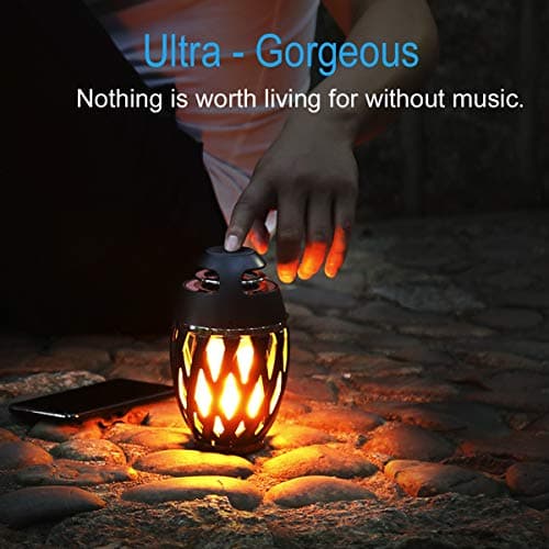 DiKaou LED Flame Outdoor Table Lamp Torch Table Lamp with Blutooth Speaker, Rechargeable Ambience Lantern with Flickers Warm Light for Patio/Porch/Home Decor, Best Gift for Men Women Teens Kids B07QQNST7B