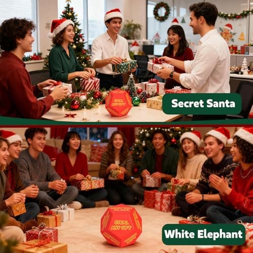 Christmas Gift Exchange Games for Family Party, Gifts Swap Dice Game for Teens Adults Stocking Stuffers Gag Chrismas Santa Swap Gift Exchange Dice Christmas Stuffers White Elephant Dice Games B0FWKMM264
