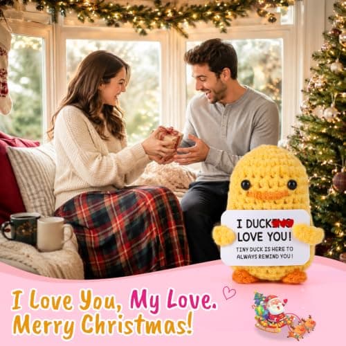MBL Anniversary for Men Women Her - Funny Small Cute Crochet Duck Gifts for Women Men Wife Husband Girlfriend Boyfriend Fiance Couple Lover Him Birthday Wedding Christmas Stocking Stuffers Present