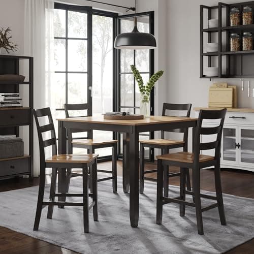 Signature Design by Ashley Gesthaven Counter Height Barstool, Set of 2, Adjustable Levelers, Solid Wood Frame, Natural/Brown