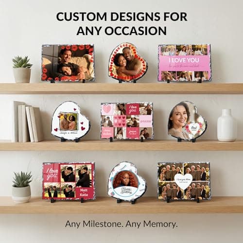 Customized Photo on Natural Slate Stone — an Anniversary or Birthday Keepsake Gift for Women, Mom, Wife, Her, Dad or Family. ArtPix Personalized Slate Picture Frame - Custom Photo Gift Anniversary B0DNKR7K1S