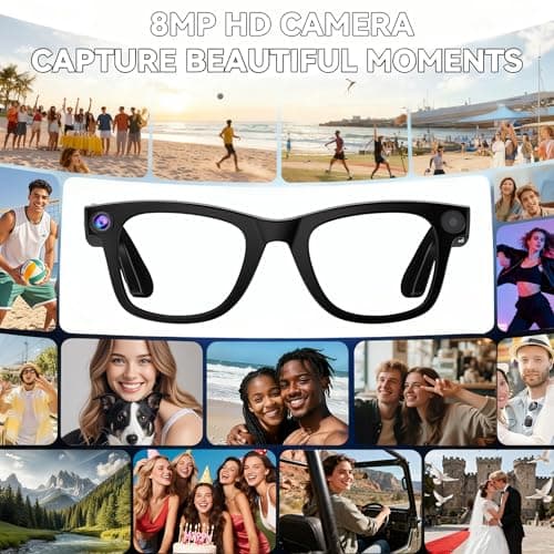 2026 AI Smart Glasses with Camera,8MP HD Video Recording Camera Glasses,Voice Control,Object Recognition,Real-Time Translation,Smart Sunglasses with Bluetooth Call,for Travel, Conferences & Vlogging
