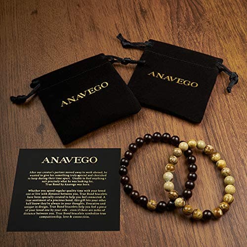 True Bond Comes with Unique Storage Gift Box Matching Couples Bracelet Set. Gift for Her Him Boyfriend Girlfriend Husband Wife Women Men Newlyweds Hubby Mother & Father 8 Millimeter Beaded