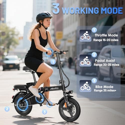 Electric Bike for Adults and Teens, 740W Peak Motor E-Bike with 30-60 Miles PAS Range, 48V 10AH/20AH Removable Battery, 14" Folding Mini Ebike with 20MPH, Electric Bicycle for Commute