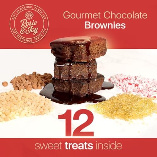 Gourmet Brownie Gift Box – 12 Assorted Rich, Chocolate Brownies Handcrafted for Freshness – Christmas Gift Basket, Holiday Gift Baskets for Women, Coworkers, Friends, Family - USA Made