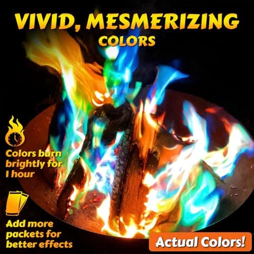 HGD (6 Pack) Magic Campfire Fire Color Changing Packets for Fire Pit, Indoor/Outdoor Fireplace, Bonfire - Rainbow Magical Flame, Camping Accessory, Compatible with Wood B0CHDSB1HB