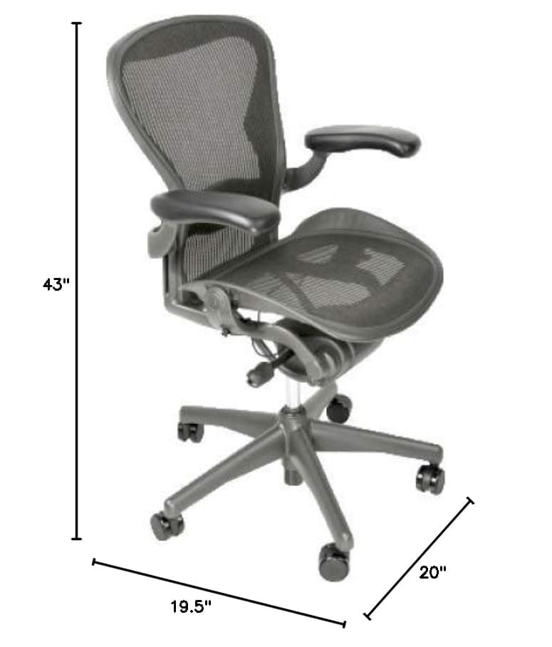 Herman Miller Office Chair Size B | Fully Adjustable with All Features Included| Quick and Easy Assembly| Renewed| 10 Year Warranty| Hardwood Floor Roller Blade Style Wheels Included