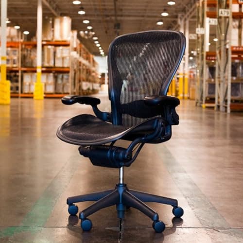 Herman Miller Office Chair Size B | Fully Adjustable with All Features Included| Quick and Easy Assembly| Renewed| 10 Year Warranty| Hardwood Floor Roller Blade Style Wheels Included