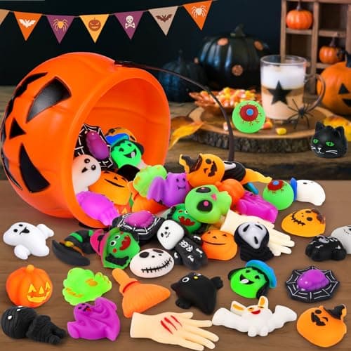 OCATO 30Pcs Halloween Mochi Squishy Toys Halloween Party Favors for Kids Halloweens Toys for Trick or Treat Bulk Non Candy Halloweens Treats Gift Goodie Bags Fillers Party Supplies for Kids Boys Girls