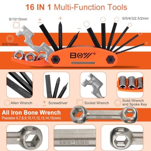Bicycle Repair Bag With Tire Pump, Portable Tool Kit for Camping Travel - Bike Glueless Patches, Maintenance Essentials All in One Safety Kit B079K5N7KF