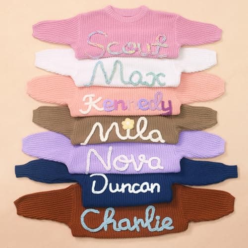 Personalized Baby Sweater with Name,One Birthday Gift,Custom Name Embroidered Knit Sweater,Newborn Baby Girl Boy Sweater,Monogrammed Newborn Gifts