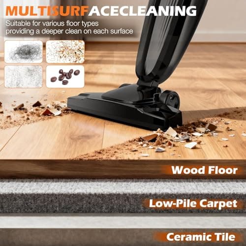 Zefiro 600W 28kpa Small Corded Stick Vacuum,16Ft Corded Handheld Vacuum Cleaners for Home, Hard Floor, Carpet, Pet Hair,Dorm,RV