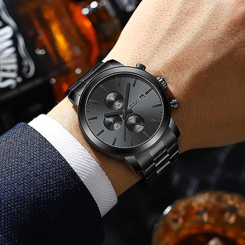 CRRJU Mens Stylish Casual Quartz Watches for Men Luxury Waterproof Calendar Chronograph Japan Movement Wristwatches
