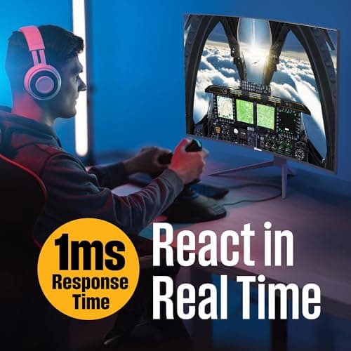 Westinghouse 32 Inch Curved Gaming Monitor, 165Hz, 1ms, FHD 1080P, 3000:1 Contrast Ratio, 118% SRGB, 1500R, AMD FreeSync, Eyecare, for PC Games with Built-in Speakers, DisplayPort, HDMIx2