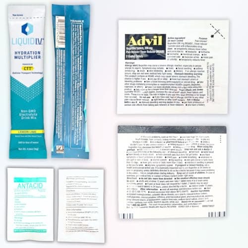 Hangover Kit (1 Pack) Pre Filled Party Favors, Goodie Bags, Gift for Bachelorette, Wedding, 21st Birthday, Girls Trip and All Celebrations