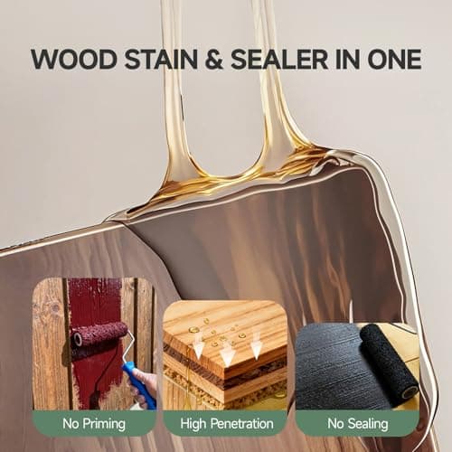 Wood Stain,16oz Teak Wood Stain & Sealer in One, Water Based|Fast Drying|Non-Toxic|Low Ddor|Waterproof, for Indoor and Outdoor Furniture, Multiple Finishes(with Tools)
