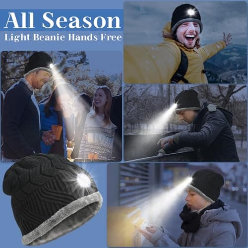 HIGHEVER LED Beanie Hat with Light: Christmas Stocking Stuffers for Men Adult Cool Gifts for Teen Boys Men Dad Winter Gifts