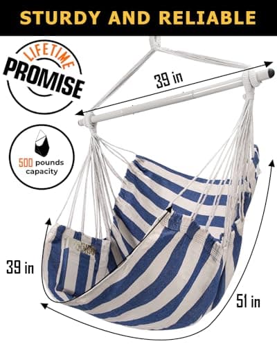 ADVOKAIR Hammock Chair Swing, Heavy-Duty Hanging Rope Swing Seat Supports 500 Lbs, Ideal for Outdoor Patio, Backyard, Porch, Deck & Indoor Bedroom Use