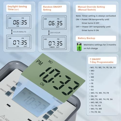 Suraielec Pool Timer, 7-Day 24-Hour Digital Pool Pump Timer, 40 AMP Heavy Duty, 120/240/277 VAC, Outdoor Metal Casing, Electric Switch Box for Swimming Pump, Hot Water Heater, Spa, Lights