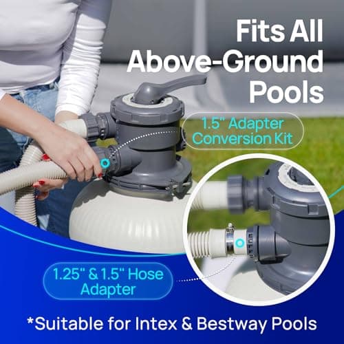 AQUASTRONG Sand Filter Pump for Above Ground Pool, Pool Pumps Above Ground,Pool Sand Filter with 6-Way Valve,Improved Circulation and Filtration, 12in, 1/2HP 2500 GPH with Timer
