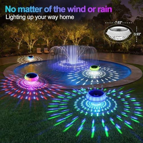 Askyli Floating Pool Lights Solar with Remote, 7.6 Inch RGB Up and Down Color Changing Solar Pool Lights That Float with Dynamic Lighting Effects, Floating Light for Pools, Party, Decor(2)