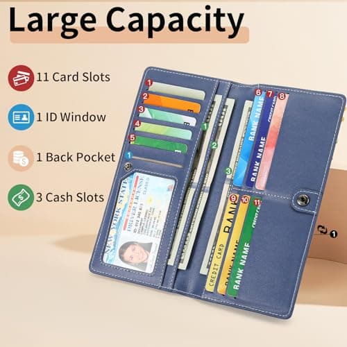 FALAN MULE Ultra Slim Thin Wallet for Women Bifold Leather RFID Blocking Designer Credit Card Holder