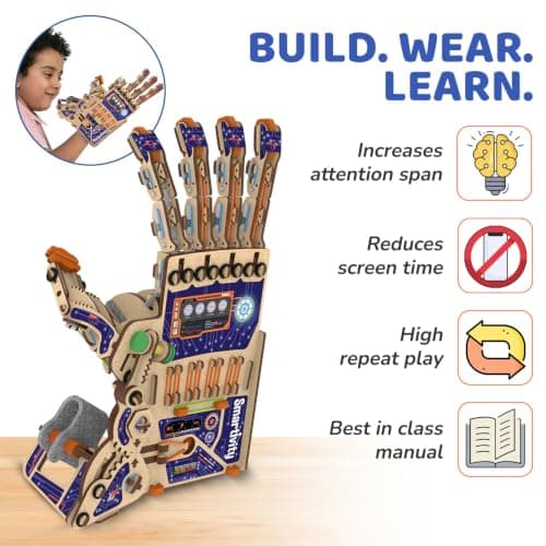 Smartivity DIY Robotic Mechanical Hand STEM Toy for Kids 8-9-10-11-12-13-14 Years Old | 2024 Parents Choice Award Winner I Birthday Gift for Boys & Girls | Engineering Kit for 8-14 Years Old