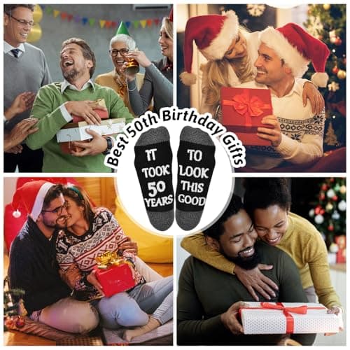 40th 50th 60th Birthday Gifts For Him, Men 40th 50th 60th Birthday Decorations, Cool Gifts Funny Crews Black Cotton Socks