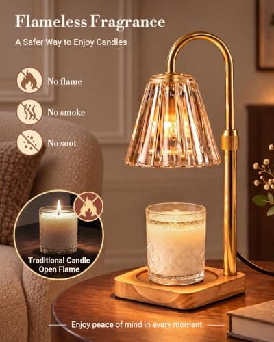 Candle Warmer Lamp with Timer Dimmer, Birthday Gifts for Mom Women Friend Sister, House Warming Gifts, Vintage Clear Wax Melt Warmer, Fall Decorations Office Apartment Dorm Room Home Decor
