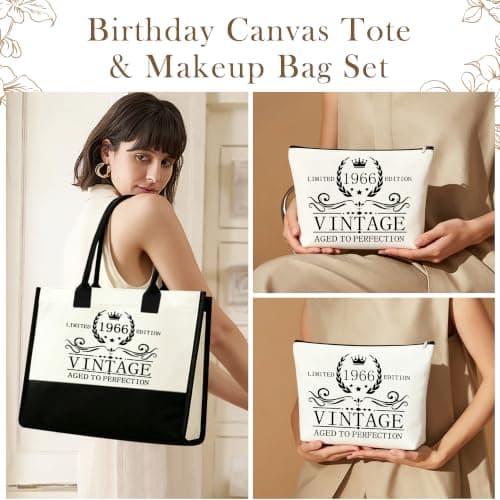 40th 50th 60th Birthday Gifts for Women Tote Bag Birthday Gifts Set for Mom Wife Sister Grandma Birthday Gifts for Her