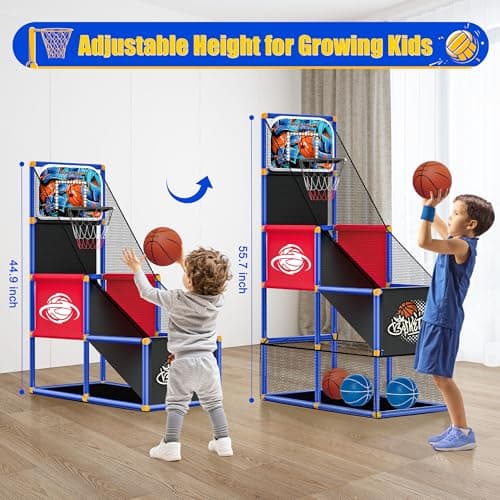 Kids Arcade Basketball Hoop Indoor Outdoor Single Shot Basketball Game for Toddler,Carnival Games Sport Gifts for Boys Girls Ages 3-8 Years Old,Ideal for Competition
