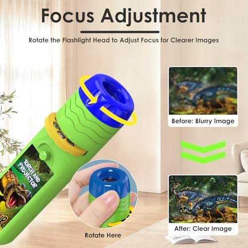 Pup Go Dinosaur Toys for Kids 3-7, Dinosaur Flashlight Focusable Projector Light with 24 Realistic Dino Images, Kids Night Light, Best Gift Cool Dinosaurs Toys for 3 4 5 6 7 Year Old Boys Girls