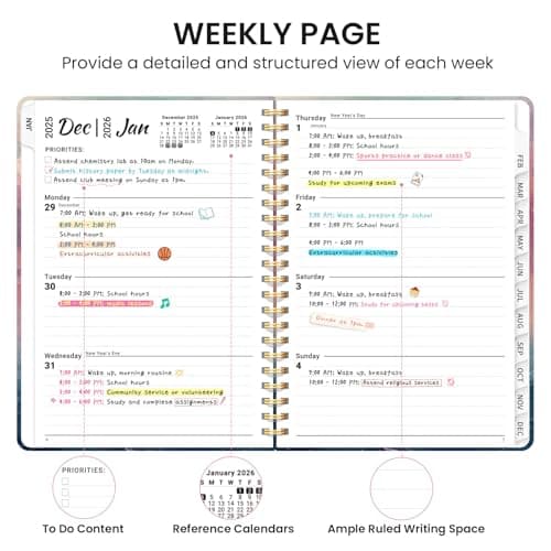 2026 Planner, Aesthetic Weekly and Monthly Planner for Women, Jan 2026 to Dec 2026, Hardcover 2026 Calendar Book with Monthly Tabs, Inner Pocket, Perfect for Office Home School - A5 (6.3" x 8.5"), Sunset