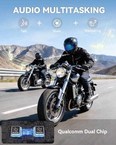 N8 8 Riders Mesh Motorcycle Helmet Communication System, Motorcycle Bluetooth Headset V5.4 with Audio Multitasking/Music Sharing, 45mm Helmet Speakers Intercom for ATV/Snowmobile/Ski, 1 Pack