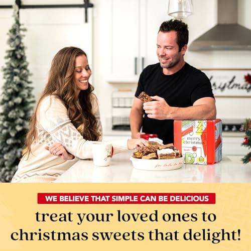 David's Cookies Merry Christmas Assorted Brownies & Crumb Cake Gift Tin 16pcs - Delicious, Fresh Baked Snacks, Gourmet Chocolate Fudge Slices, Brownies, Ideal Gift for Christmas Holidays