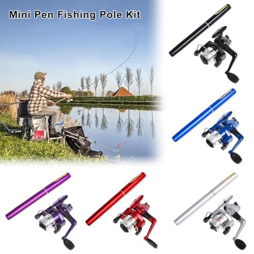 BBASILIYSD Pen Fishing Rod Kit,Pocket Size Fishing Rod,Mini Pocket Telescopic Rod with Spinning Reel,Portable Collapsible Telescopic Fishing Pole,Fishing Rod Reel Combo Kit for Saltwater Freshwater