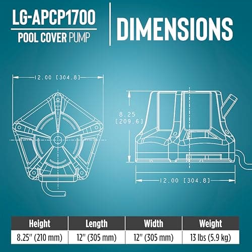 Little Giant Select Series LG-APCP1700 1/3 HP, 1745 GPH, Automatic, Submersible, Swimming Pool Cover Pump with 25-Ft. Cord, Dark Blue, 14942691