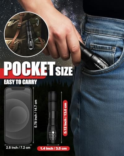 Victoper LED Flashlight 2 Pack, Bright Tactical Torch High Lumens with 5 Modes, Waterproof Zoomable Flash Light for Outdoor, Gifts for Men, Dorm Room Hunting Camping Essentials Gear for Guys