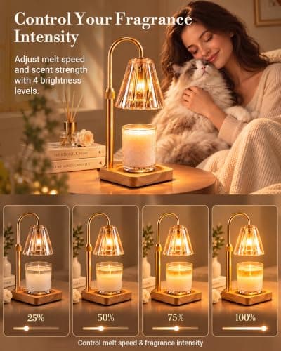 Candle Warmer Lamp with Timer Dimmer, Birthday Gifts for Mom Women Friend Sister, House Warming Gifts, Vintage Clear Wax Melt Warmer, Fall Decorations Office Apartment Dorm Room Home Decor