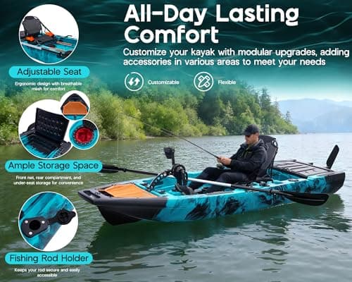 Albott Modular Fishing Kayak with Drive System & Durable HDPE, Customizable Lightweight Sit-on-Top Kayak for Youth & Adult, Perfect for Leisure & Commercial Use, 420lbs Capacity