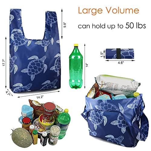 BeeGreen Reusable Grocery Bags Foldable 12 Pack Large Cute Totes - Heavy Duty Washable Holiday Cloth Gifts Bag with Handles, Reusable Gift Bulk Shopping Bags for Groceries for Women Animal Lover