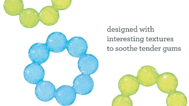 Infantino Water Teethers – Sensory Exploration, Teething, Cooling & Massaging Relief for Sore Gums, Lime & Blue, 3-Pack