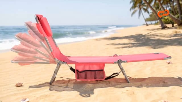 Goplus Tanning Chair, Portable Lightweight 10.5LBS Beach Lounger with Face Arm Holes, Adjustable 5-Position, 330LBS Capacity, Side Pocket, Removable Cushions, Portable Sunbathing Chair for Pool