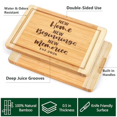 New Beginnings Gifts for Women Men Couple New Homeowner Closing New Apartment Essentials New Memories House Warming Gift New Home 2026,Engraved Cutting Board New Home Gift Ideas B0DS43P1D8