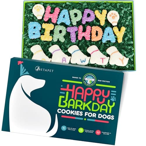 Dog Birthday Cookies - Treats for Dogs at Any Age - Made With Human-Grade Ingredients - Happy Bday Cookies for Boy or Girl Puppy - First Bday Gift - Baked Fresh in USA