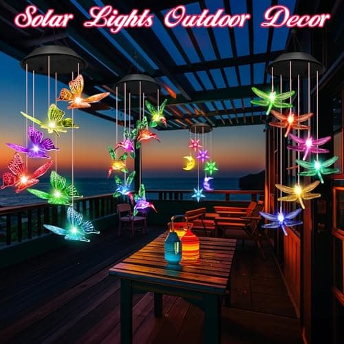 Unique Birthday Small Gifts for Mom Grandma Nana Wife Sister Auntie, Solar Lights Outdoor Decor for Garden Yard Patio Porch Winzwon Solar Wind Chimes, Christmas Gardening Butterfly Gifts for Women B0BTCP3YMM